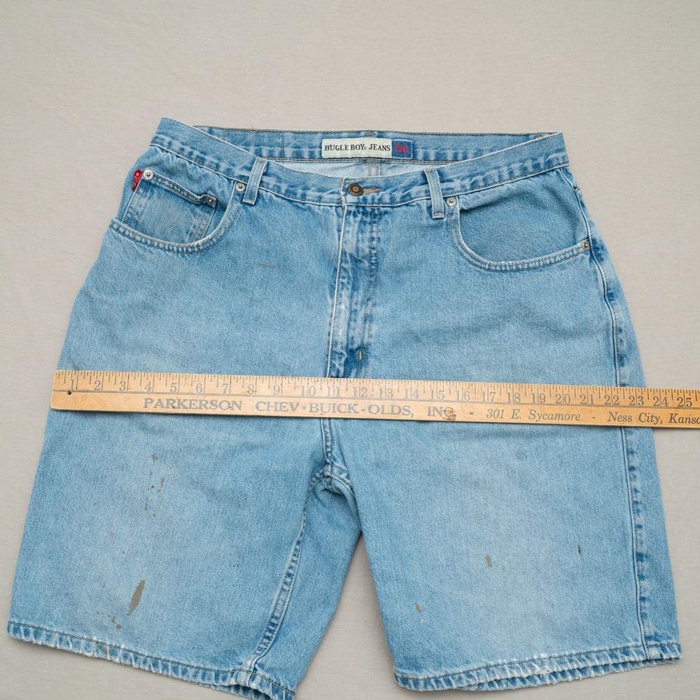 Vintage Bugle Boy Jeans 750 Baggy Denim Jean Shorts 33x9.5 Wide Leg Relaxed - Picture 13 of 13